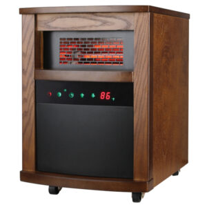 Comfort Glow QEH1408 Portable Electric Cabinet Forced-Air Infrared Quartz Space Heater, 1,500/750/ECO Watts, 5,120 BTU, Thermostat, Timer, Remote, 6-Ft. Cord