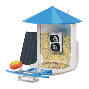 PerchMe SF-BF-AC01 Smart Bird Feeder with 2K Camera and Solar Panel, Azure Canopy