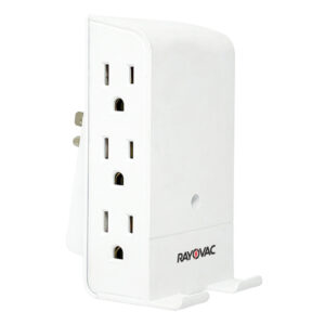 RAYOVAC SS-Q615 6-AC Outlet 540-Joules Surge Protector Wall Tap with Wireless Charging Phone Holder, SS-Q615