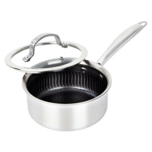 Brentwood B-SPH16L 3-Ply Hybrid Non-Stick Stainless Steel Saucepan with Tempered Glass Lid (1.5 Qt.)