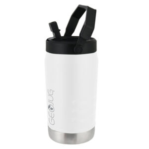 Brentwood Geojug G-1900CRM Vacuum-Insulated Stainless Steel Sports Water Jug with Spout Straw Lid, and Handle with Fence Hook (64 Oz.; Cream)