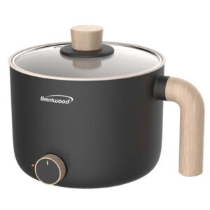 Brentwood HP-3170BK 1.6-Qt. 600-Watt Multi-Function Electric Hot Pot Cooker with Ceramic Nonstick Coating (Black)