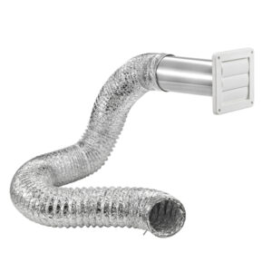 Lambro 480UL 4-In. x 8-Ft. UL 181 Class 2 Bath Fan Exhaust Through-the-Wall Vent Kit with Single Flap Vent and 11-In. Aluminum Snap-Lock Tail Pipe, 480UL