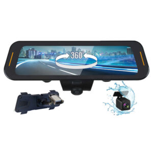 Rydeen TOMBO 360X 10-In. Dual-Channel Digital Rearview Mirror Monitor with Touch Screen, 4K Front/1080p Rear Cameras, 360deg View, GPS, Proximity Sensor, TOMBO 360X