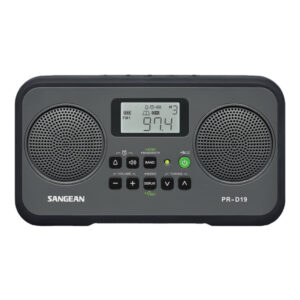 Sangean PR-D19BK AM/FM Stereo Digital Tuning Portable Radio, PR-D19, Gray with Black Protective Bumper