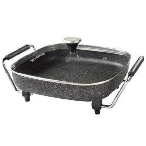 Starfrit Heritage 023400-002-0001 The Rock 12-In. x 12-In. 1,200-Watt Electric Skillet with Vented Glass Lid, Cool-Touch Handles, and Removable Controller