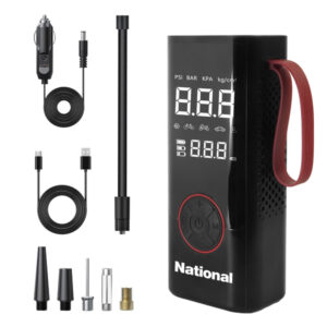 National NA-700PAC NA-700PAC Road Force 150-PSI Portable Air Compressor and 6,000-mAh Power Bank with Digital Display, Light, Valve Adapters, Car/USB Charger