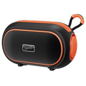 Supersonic SC-2334BT ORG 7-Watt-RMS VIBE!! DOCK Portable Bluetooth Rechargeable Speaker with Phone Holder, TWS, FM, USB/microSD Inputs, Strap (Orange)