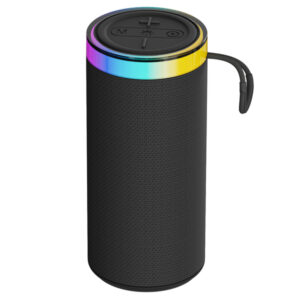 Supersonic SC-2440BT BLK 8-Watt-RMS Halo Spark Go Portable Bluetooth Rechargeable Speaker with TWS, LEDs, USB/microSD Card, and FM Radio (Black)