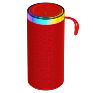 Supersonic SC-2440BT RED 8-Watt-RMS Halo Spark Go Portable Bluetooth Rechargeable Speaker with TWS, LEDs, USB/microSD Card, and FM Radio (Red)