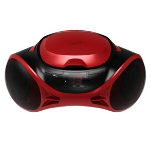 Supersonic SC-726BT RED 3-Watt-RMS Portable Bluetooth CD Music System with Built-in Speakers, CD Player, AM/FM Radio, and Aux, Dual Power, SC-726BT (Red)