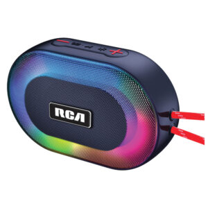 RCA Disco-101 5-Watt DISCO-101 Equinox Portable Bluetooth Speaker with TWS, Flame Effect Lights, USB/microSD/Aux, FM Radio, IPX5, up to 3 Hours Play Time