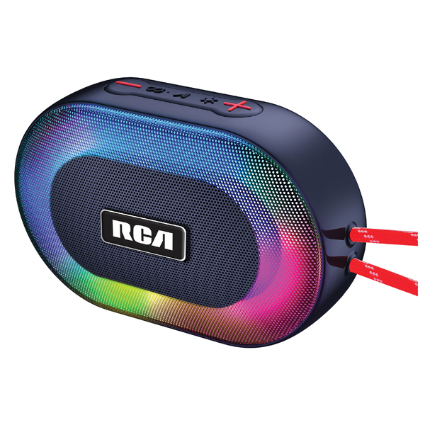RCA Disco-101 5-Watt DISCO-101 Equinox Portable Bluetooth Speaker with TWS, Flame Effect Lights, USB/microSD/Aux, FM Radio, IPX5, up to 3 Hours Play Time