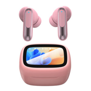 RCA Wave-45-PINK WAVE-45 TWS Bluetooth In-Ear Earbuds with Mics, On-Ear Controls, ANC, Charging Case with Touch Screen, up to 6 Hours Play Time (Pink)